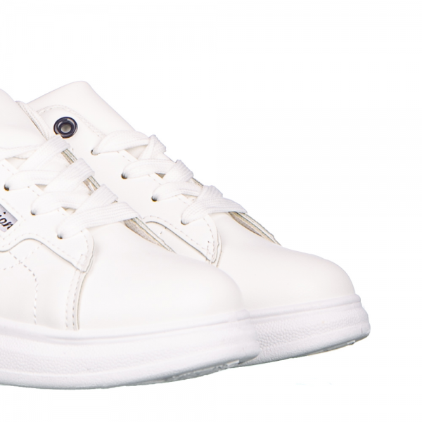 Παιδικά αθλητικά παπούτσια  λευκά από οικολογικό δέρμα Hertena, 3 - Kalapod.gr